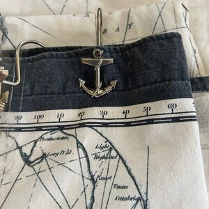 Nautical Anchor Print Cotton Shower Curtain